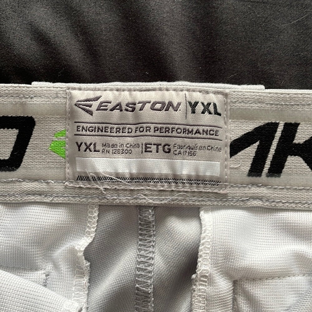 Easton, Youth XL, white nickers, gray pants